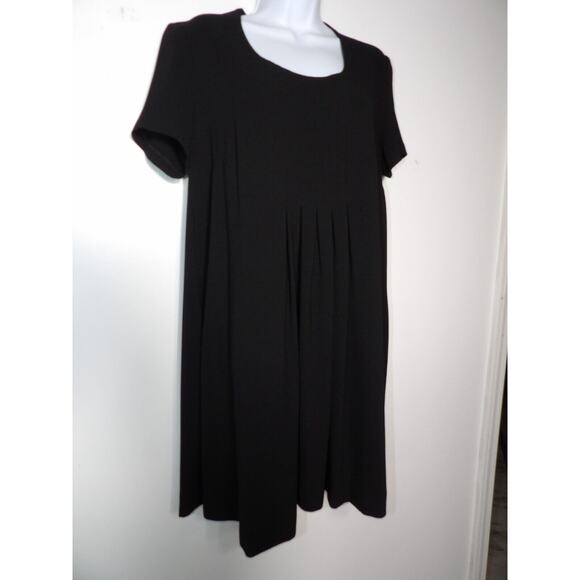 Ronen Chen Shift Dress US Sz 8 Pleated Scoop Neck Knee Length Modest Minimalist - Picture 5 of 13